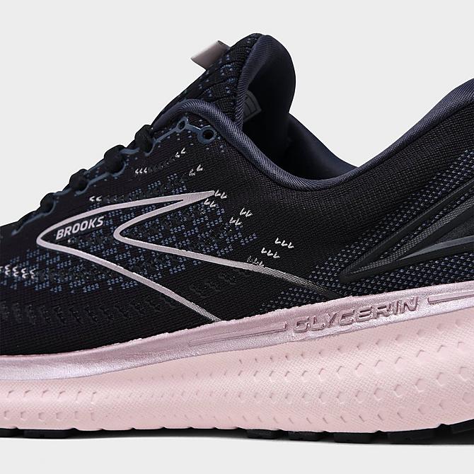 Front view of Women's Brooks Glycerin 19 Running Shoes in Black/Lavendar Click to zoom