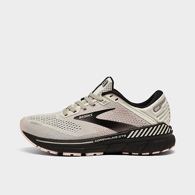Right view of Women's Brooks Adrenaline GTS 22 Running Shoes in Grey/Rose/Black Click to zoom