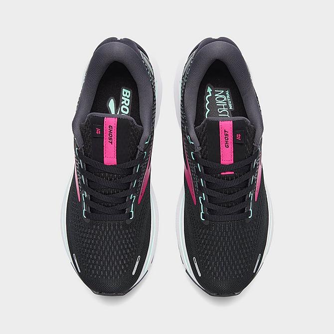 Back view of Women's Brooks Ghost 14 Running Shoes in Black/Pink/Yucca Click to zoom
