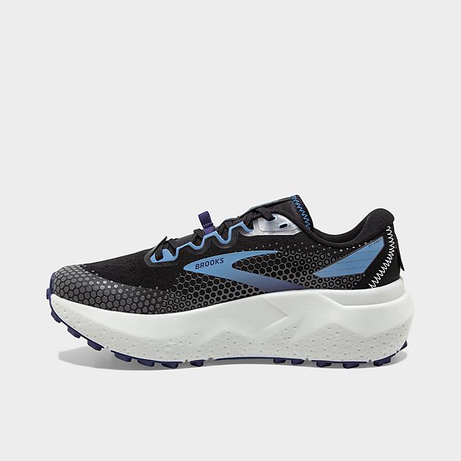 Right view of Women's Brooks Caldera 6 Trail Running Shoes in Black/Blissful Blue/Grey Click to zoom