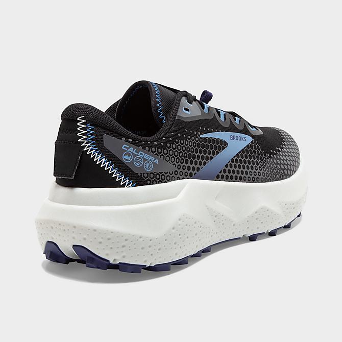 Front view of Women's Brooks Caldera 6 Trail Running Shoes in Black/Blissful Blue/Grey Click to zoom