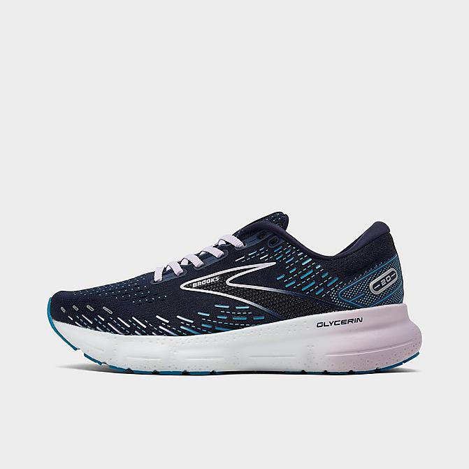 Right view of Women's Brooks Glycerin 20 Running Shoes in Peacoat/Ocean/Pastel Lilac Click to zoom