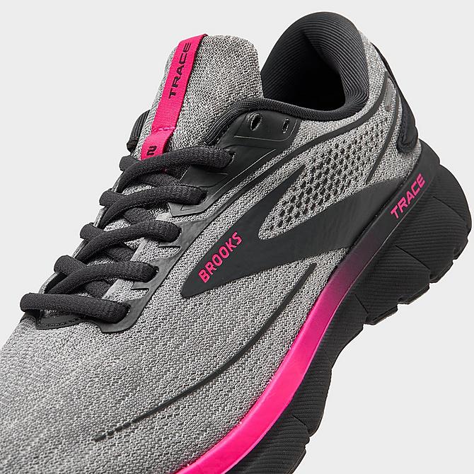 Front view of Women's Brooks Trace 2 Road Running Shoes in Oyster/Ebony/Pink Click to zoom