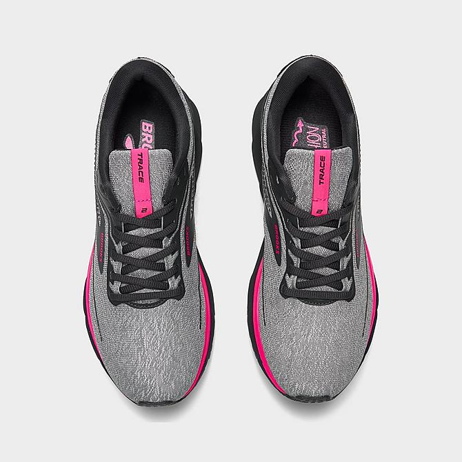 Back view of Women's Brooks Trace 2 Road Running Shoes in Oyster/Ebony/Pink Click to zoom