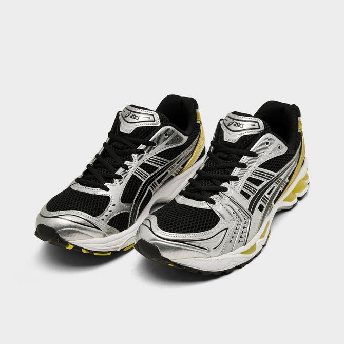 Three Quarter view of Men's ASICS GEL-Kayano 14 Casual Shoes in Black/Lemon Spark Click to zoom