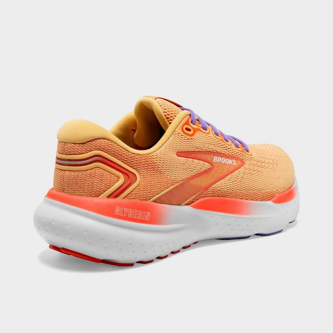 Left view of Women's Brooks Glycerin 21 Running Shoes in Sunburst/Nasturtium/Purple Click to zoom