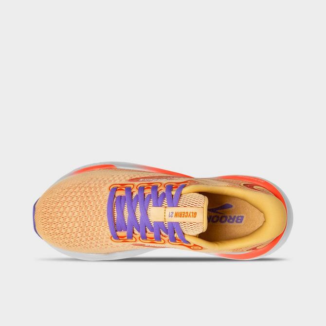 Back view of Women's Brooks Glycerin 21 Running Shoes in Sunburst/Nasturtium/Purple Click to zoom