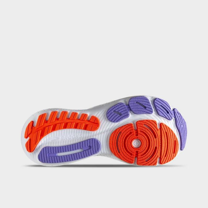 Bottom view of Women's Brooks Glycerin 21 Running Shoes in Sunburst/Nasturtium/Purple Click to zoom