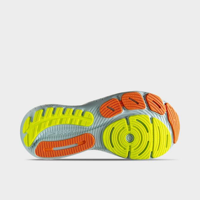 Bottom view of Women's Brooks Glycerin 21 Running Shoes (Wide Width) in Coconut/Aqua/Autumn Sunset Click to zoom