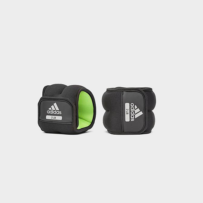 [angle] view of adidas 2 lb Ankle And Wrist Weights in Black/Neon Green Click to zoom