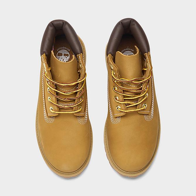 Back view of Little Kids' Timberland 6 Inch Premium Waterproof Boots in Wheat Click to zoom