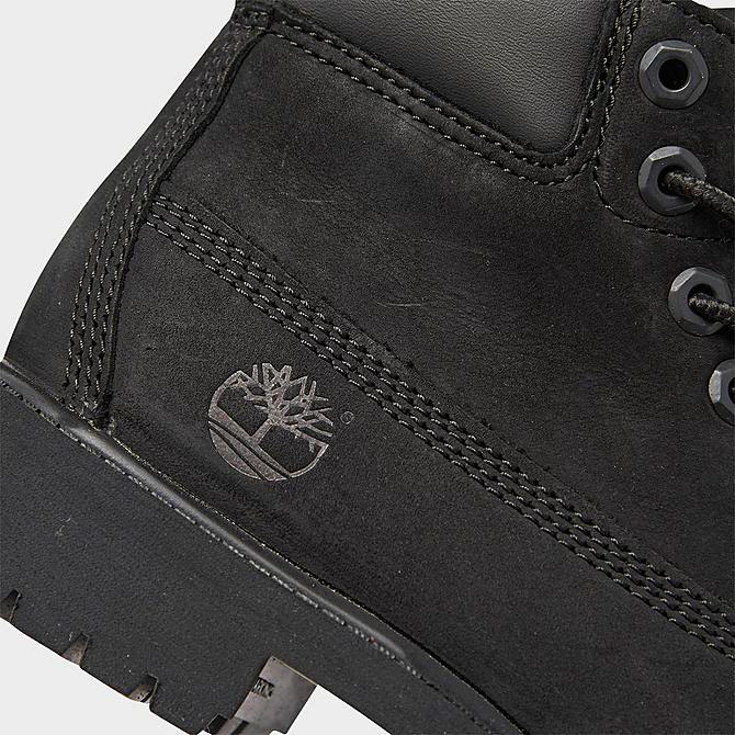 Front view of Big Kids' Timberland 6 Inch Premium Waterproof Boots in Black Click to zoom