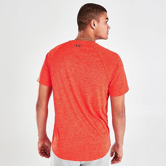 Back Right view of Men's Under Armour Tech 2.0 T-Shirt in Fire/Black Click to zoom