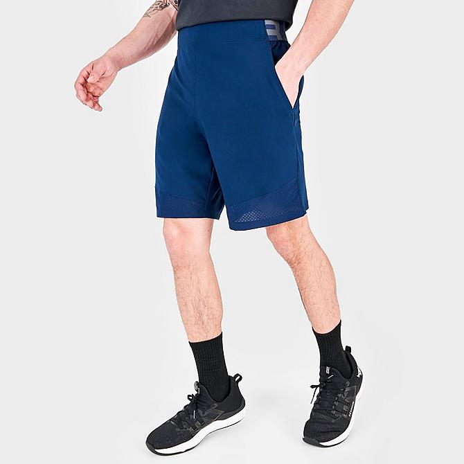 Back Left view of Men's Under Armour Vanish Woven Shorts in Academy Blue Click to zoom