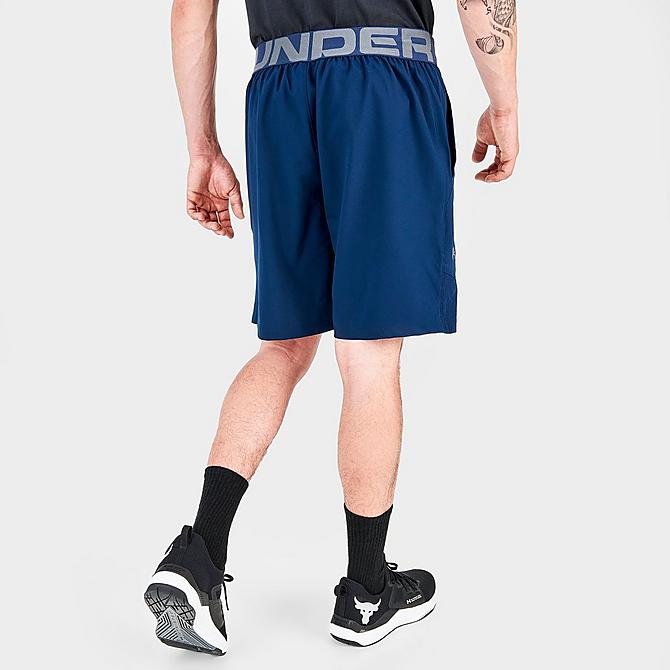 Back Right view of Men's Under Armour Vanish Woven Shorts in Academy Blue Click to zoom