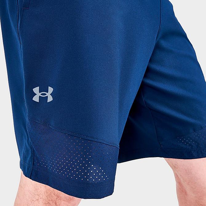 On Model 6 view of Men's Under Armour Vanish Woven Shorts in Academy Blue Click to zoom