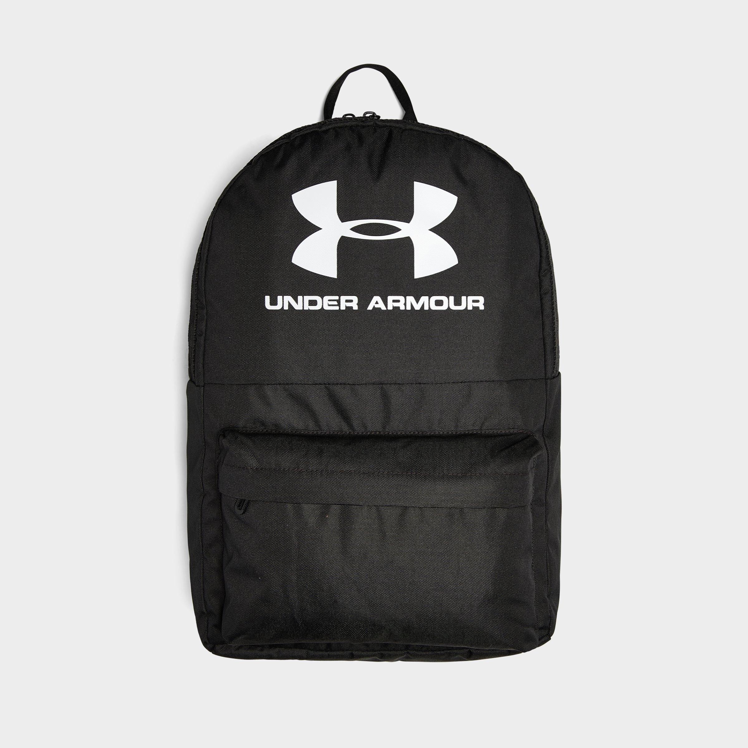 white and black under armour backpack