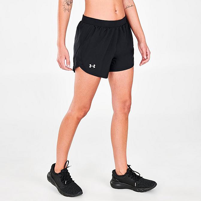 Front view of Women's Under Armour Fly-By 2.0 Training Shorts in Black Click to zoom