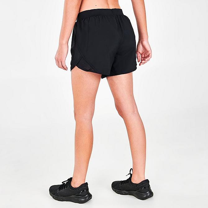 Back Right view of Women's Under Armour Fly-By 2.0 Training Shorts in Black Click to zoom