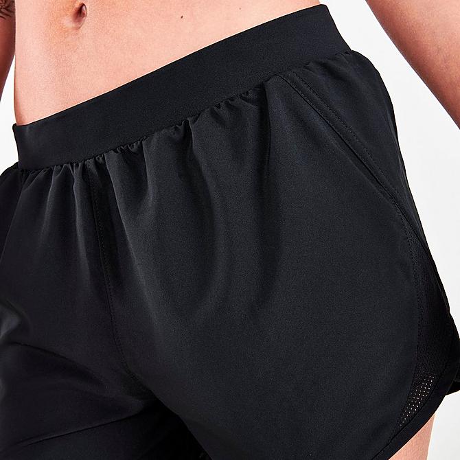 On Model 6 view of Women's Under Armour Fly-By 2.0 Training Shorts in Black Click to zoom