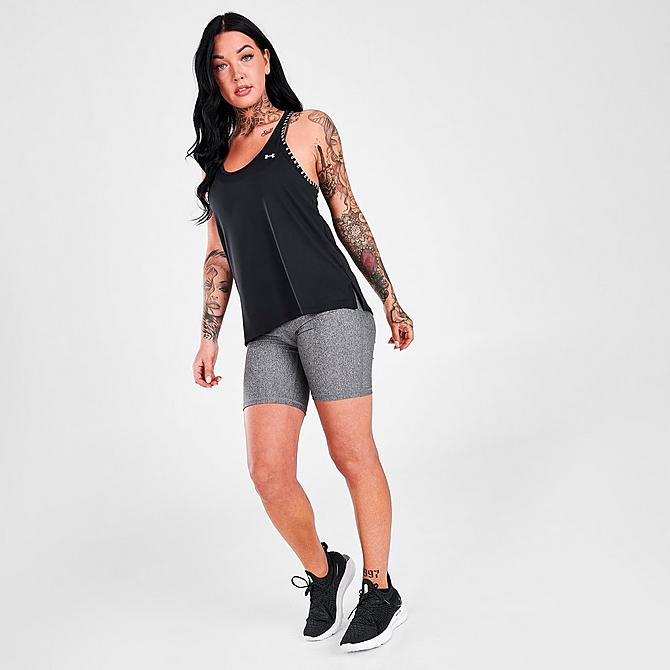 Front Three Quarter view of Women's Under Armour Knockout Training Tank in Black/White Click to zoom