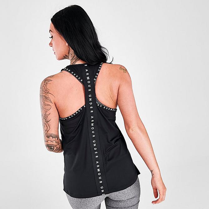 Back Right view of Women's Under Armour Knockout Training Tank in Black/White Click to zoom