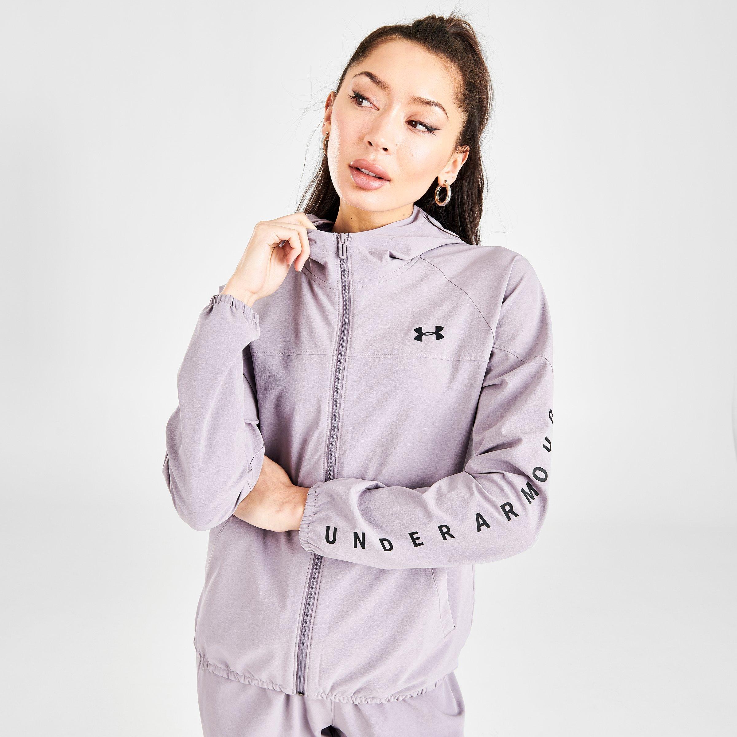 women's ua woven branded full zip hoodie