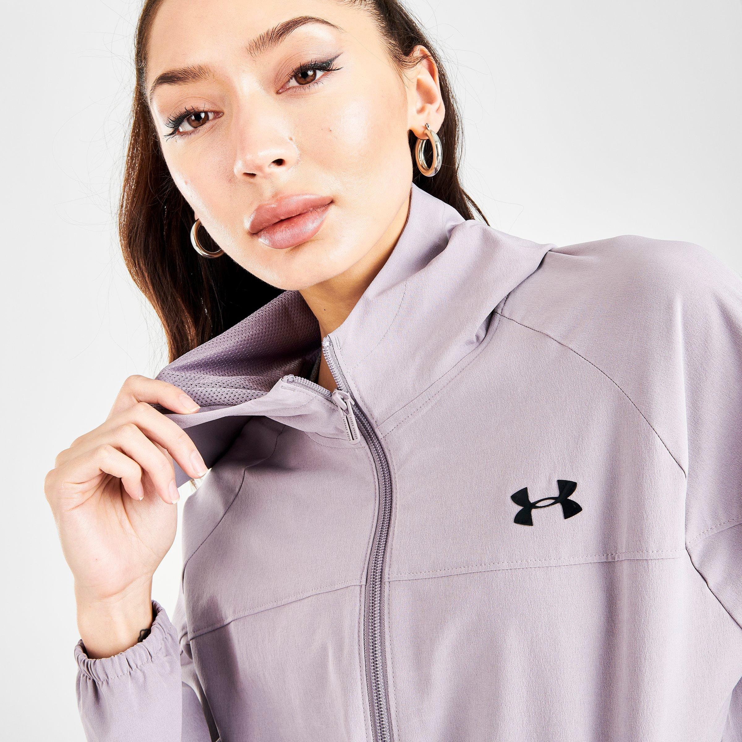 women's ua woven branded full zip hoodie