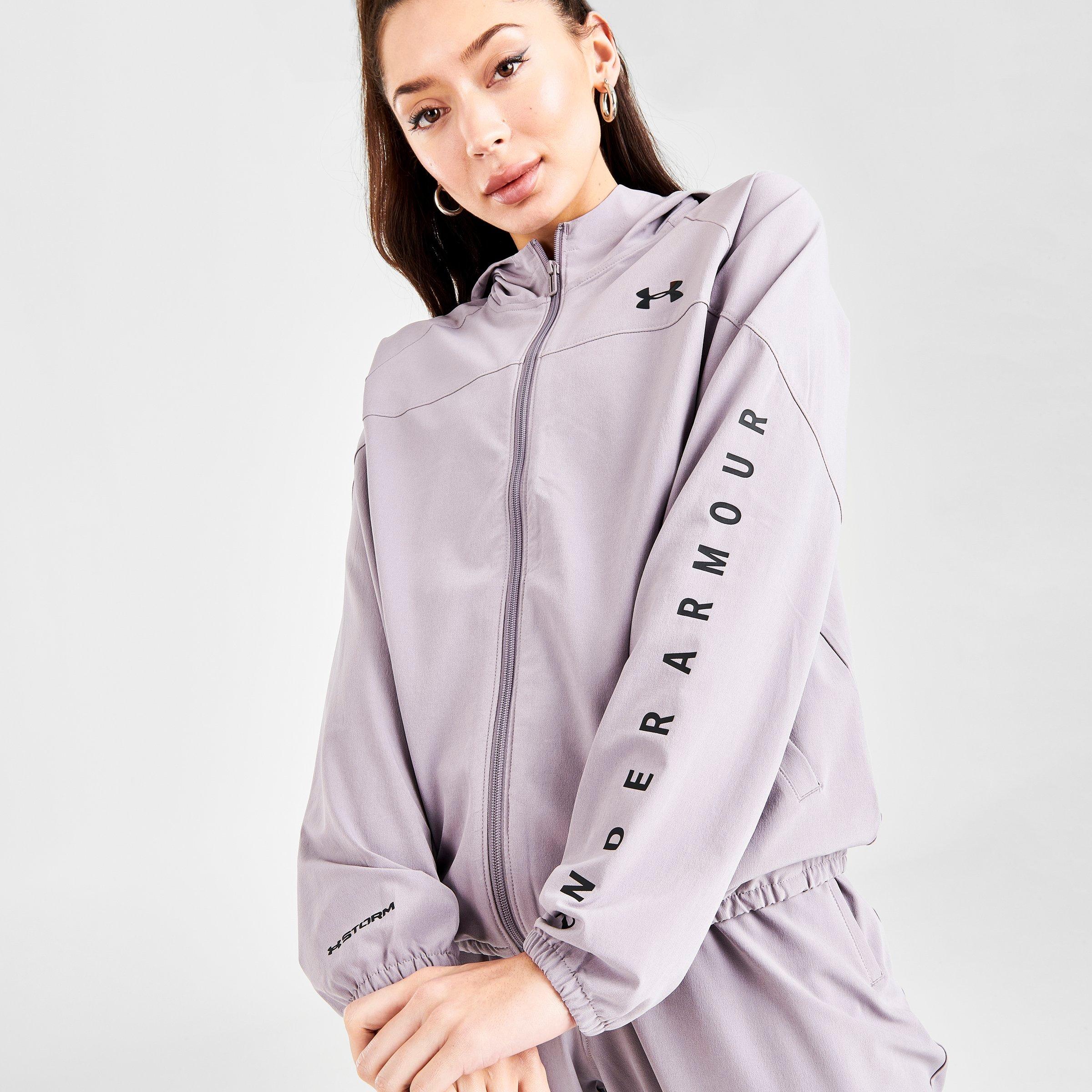 women's ua woven branded full zip hoodie