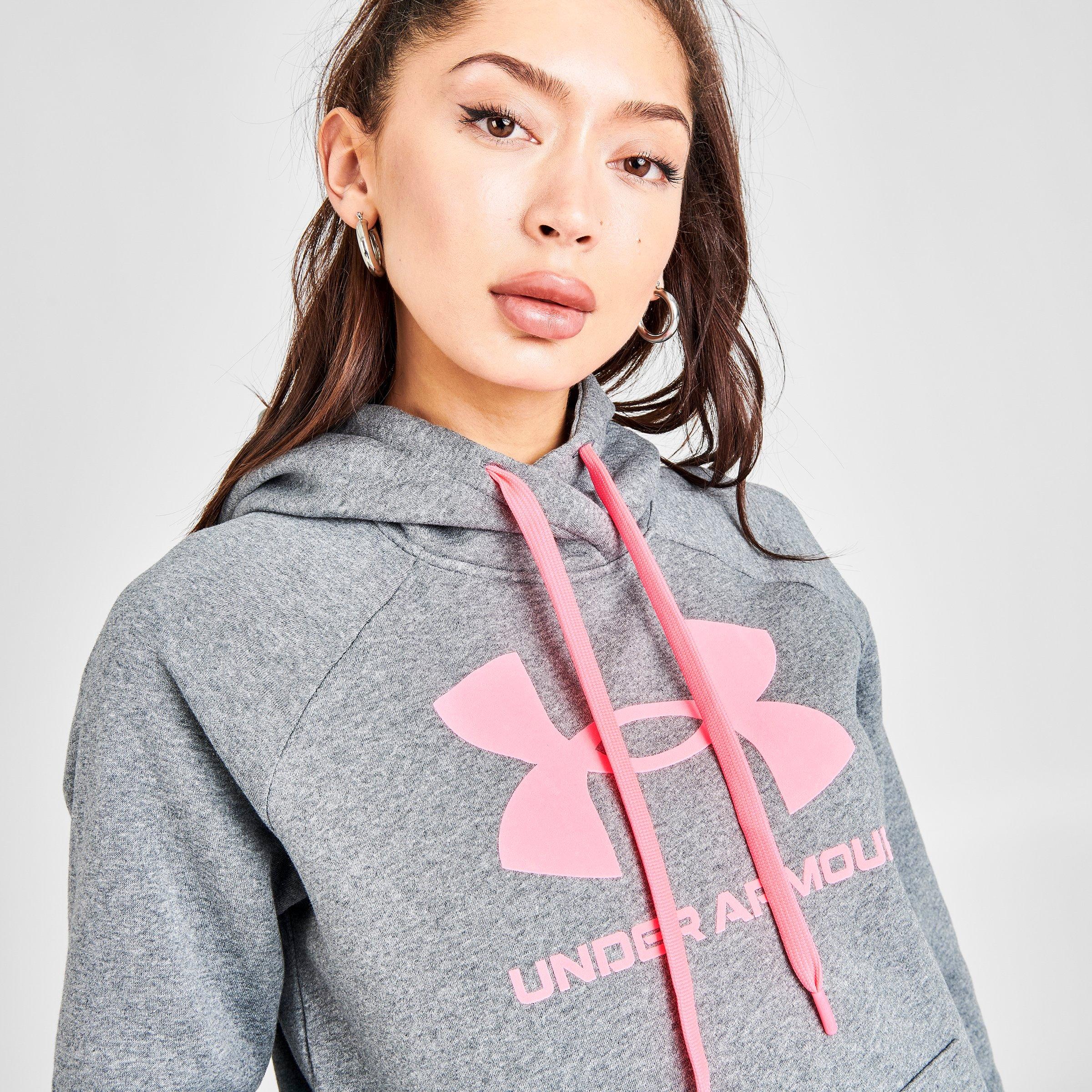 grey and pink under armour hoodie
