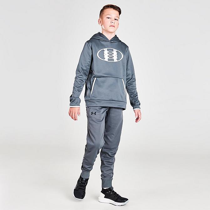 Front view of Boys' Under Armour Fleece Jogger Pants in Pitch Grey Click to zoom