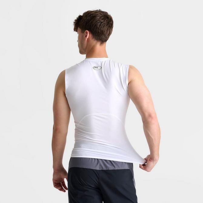 [angle] view of Men's Under Armour HeatGear Training Tank in White Click to zoom