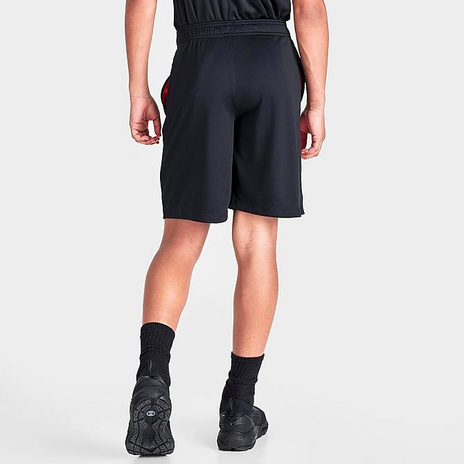 Back Right view of Boys' Under Armour UA Prototype 2.0 Wordmark Shorts in Black/Beta Click to zoom