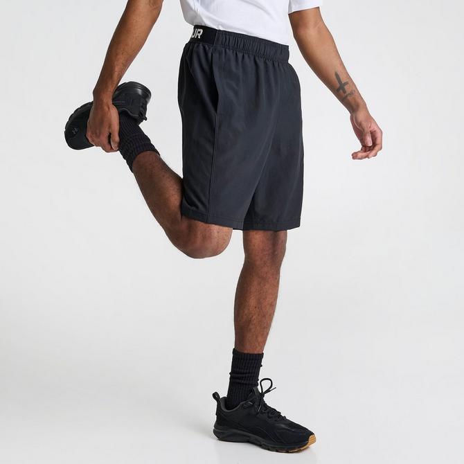 [angle] view of Men's Under Armour Halfback Shorts in Black/White Click to zoom