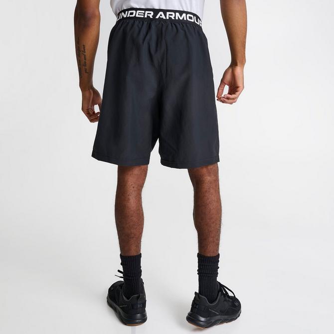 [angle] view of Men's Under Armour Halfback Shorts in Black/White Click to zoom