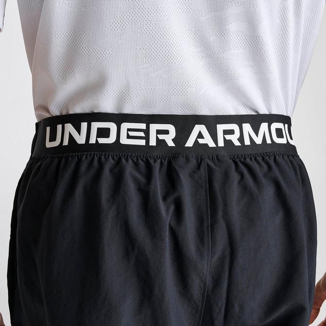 [angle] view of Men's Under Armour Halfback Shorts in Black/White Click to zoom