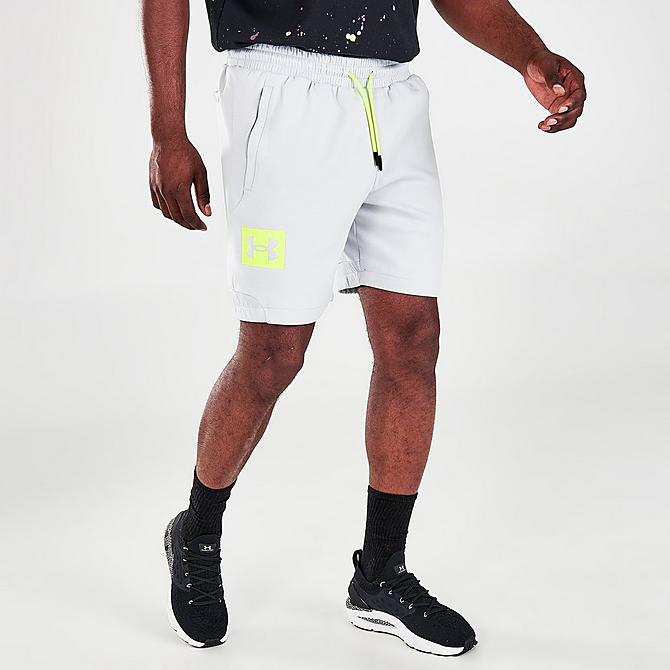 Front Three Quarter view of Men's Under Armour Summit Knit Shorts in Halo Grey Click to zoom