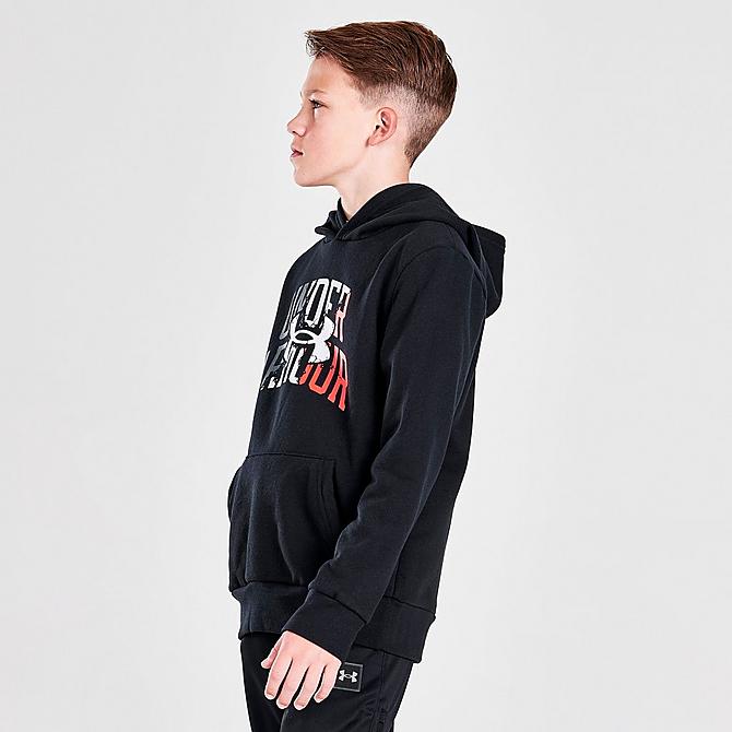 Back Left view of Boys' Under Armour Rival Duo Logo Pullover Hoodie Click to zoom