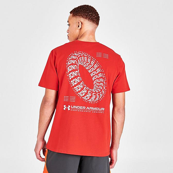 Front view of Men's Under Armour Signature Vortex T-Shirt in Radiant Red/Mod Grey Click to zoom