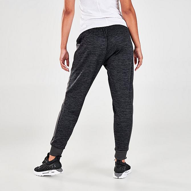 Back Right view of Women's Under Armour Twist Fleece Jogger Pants in Black/White Click to zoom