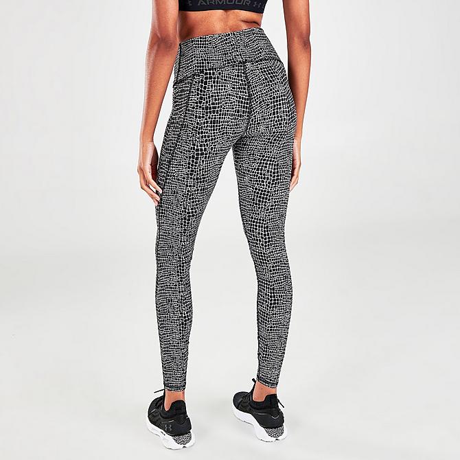 Back Right view of Women's Under Armour HeatGear Graphic Print Leggings in Black Click to zoom
