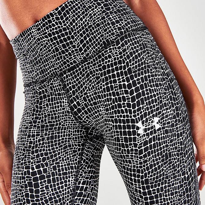 On Model 5 view of Women's Under Armour HeatGear Graphic Print Leggings in Black Click to zoom