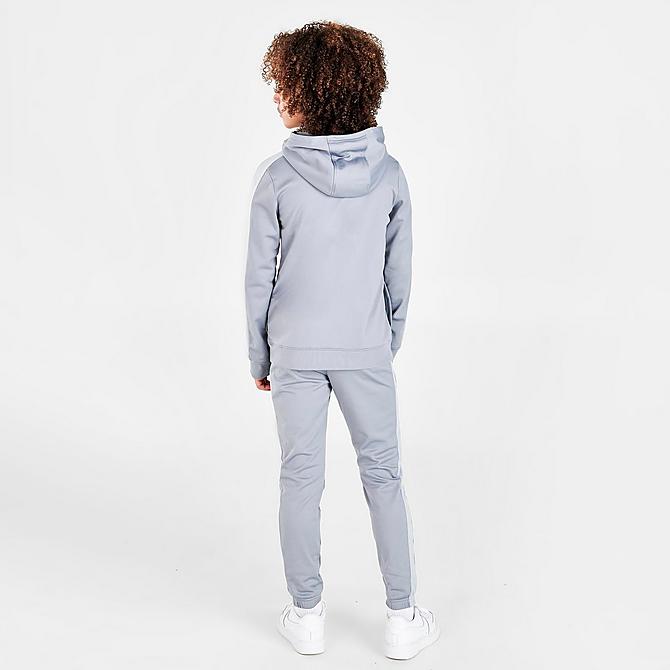 Front Three Quarter view of Boys' Under Armour Knit Hooded Track Suit in Steel Click to zoom