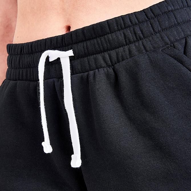 On Model 6 view of Women's Under Armour Rival Fleece Shorts in Black Click to zoom