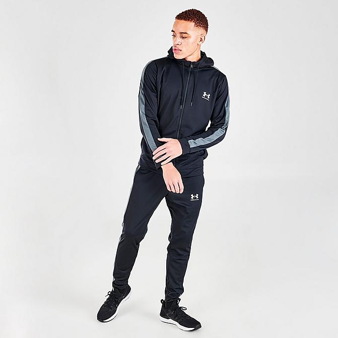 [angle] view of Men's Under Armour Poly Track Suit in Black Click to zoom