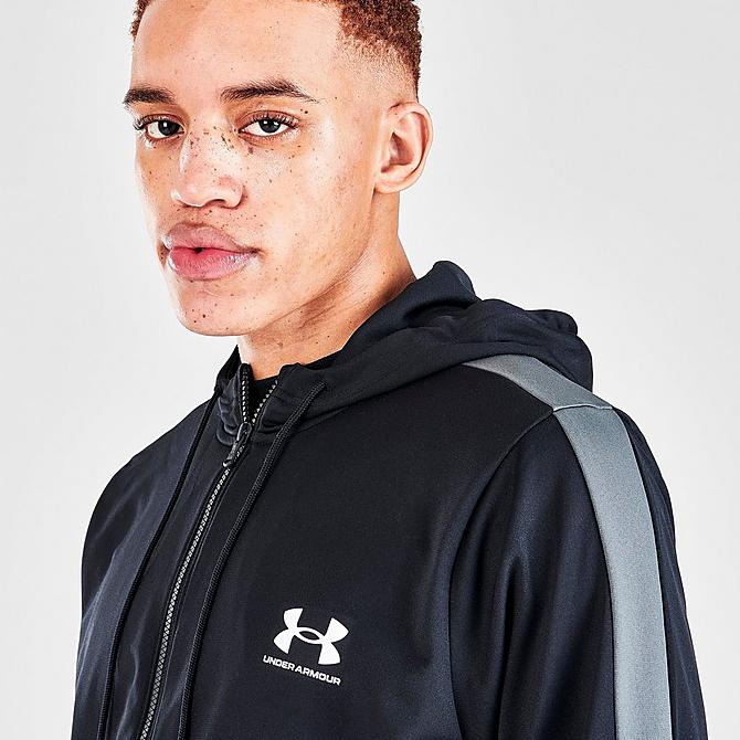 [angle] view of Men's Under Armour Poly Track Suit in Black Click to zoom
