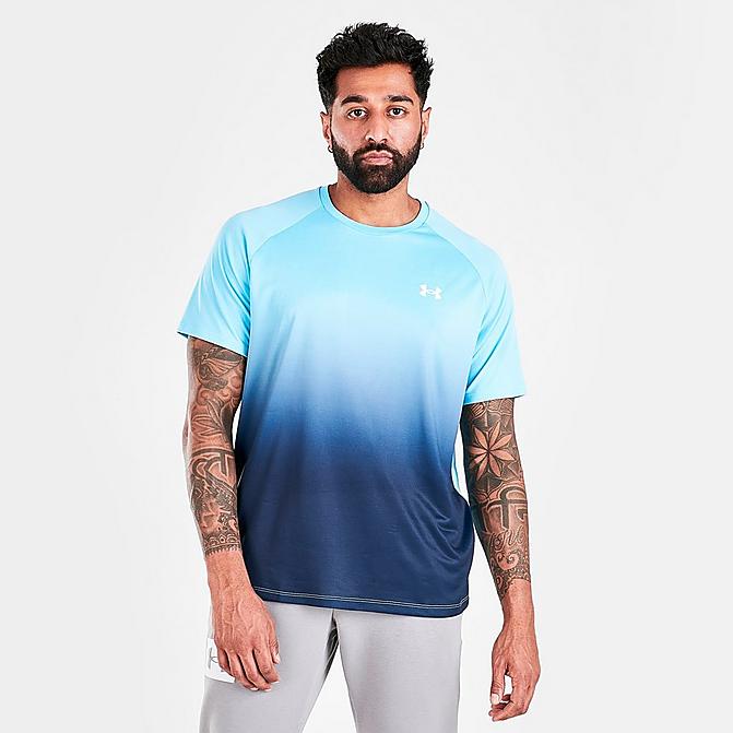 Front view of Men's Under Armour Tech Fade T-Shirt in Blue Click to zoom