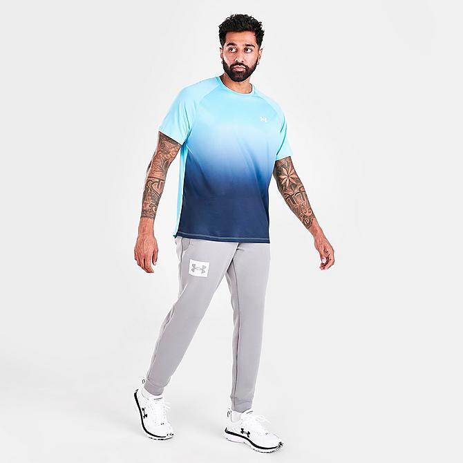 Front Three Quarter view of Men's Under Armour Tech Fade T-Shirt in Blue Click to zoom