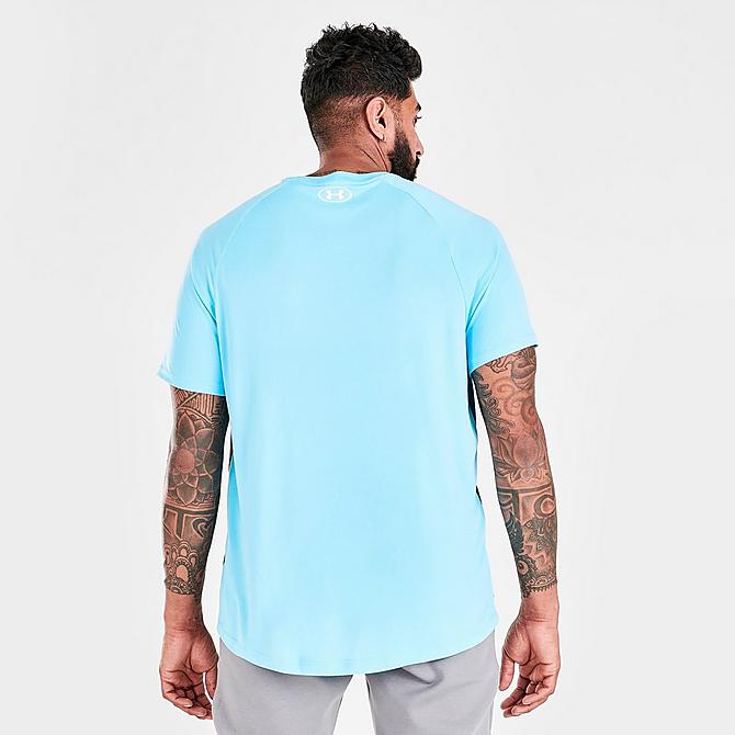 Back Right view of Men's Under Armour Tech Fade T-Shirt in Blue Click to zoom