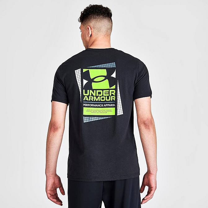 Front view of Men's Under Armour Multicolor Box Logo Short-Sleeve T-Shirt in Black/Quirky Lime Click to zoom
